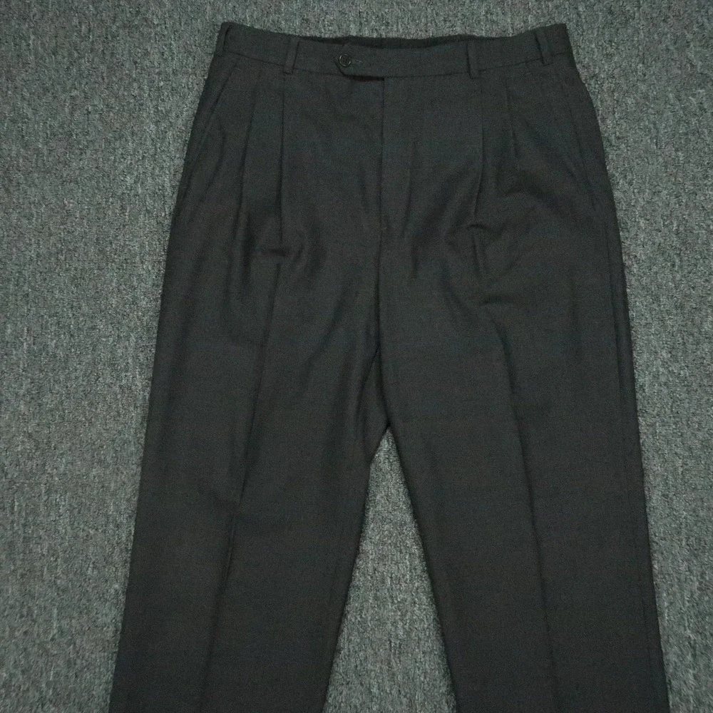 Brooks Brothers Suit Mens 40L Gray Stretch‎ Wool Blazer Pleated Trousers 34x31